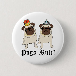 King and Queen Pugs Rule Buttons