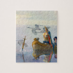 King Arthur & Excalibur, c. 1922 by N.C Wyeth Jigsaw Puzzle