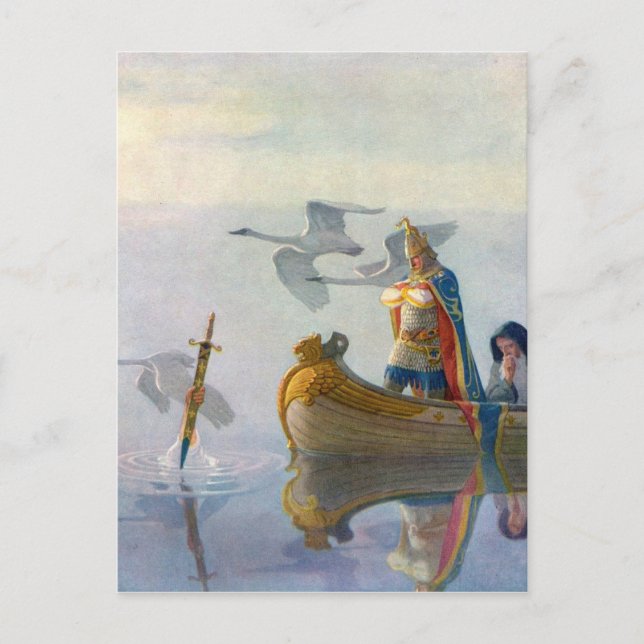 King Arthur & Excalibur, c. 1922 by N.C Wyeth Postcard (Front)