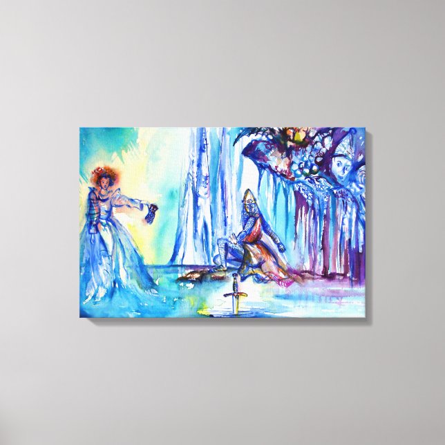 KING ARTHUR ,LADY OF THE LAKE AND EXCALIBUR CANVAS PRINT (Front)