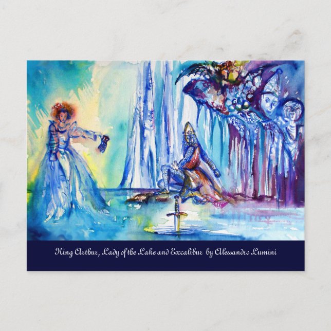 KING ARTHUR, LADY OF THE LAKE AND EXCALIBUR POSTCARD (Front)