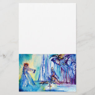 KING ARTHUR ,LADY OF THE LAKE AND pink purple blue Stationery