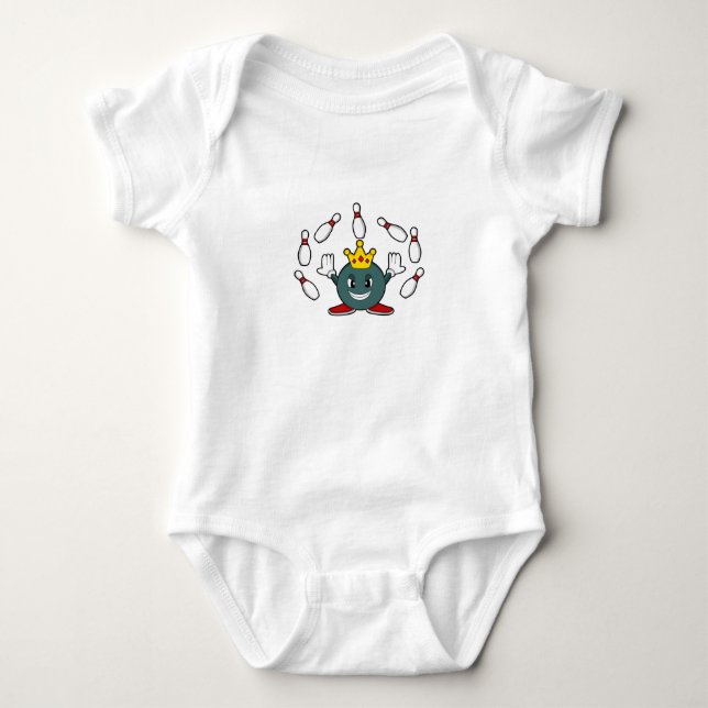 King at Bowling with Bowling pin Baby Bodysuit (Front)
