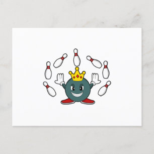 King at Bowling with Bowling pin Postcard