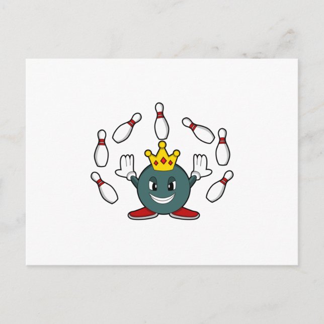 King at Bowling with Bowling pin Postcard (Front)