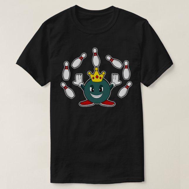King at Bowling with Bowling pin T-Shirt (Design Front)