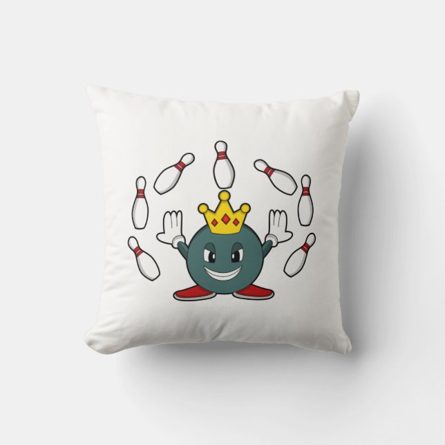 King at Bowling with Bowling pin Throw Pillow (Front)