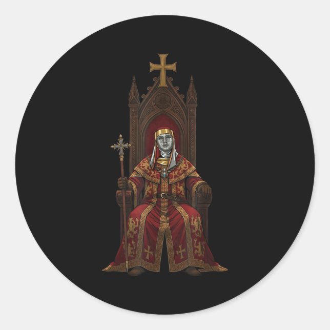 King Baldwin Iv Floral Mask Medieval Art Crusader  Classic Round Sticker (Front)