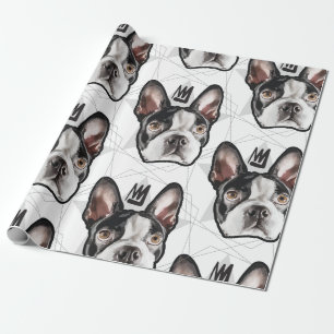 King Boston Terrier Pattern Wrapping Paper