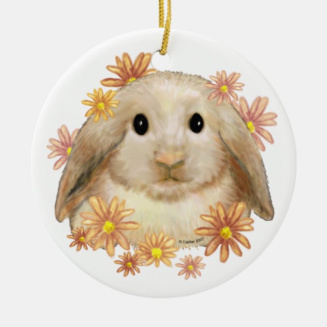 King Bunny Rabbit Ceramic Ornament (Front)