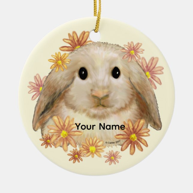 King Bunny Rabbit Ceramic Ornament (Front)