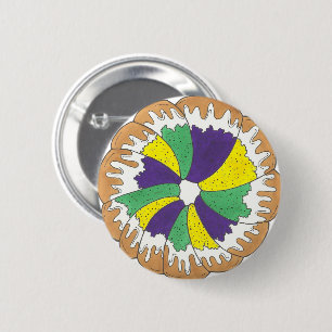 King Cake New Orleans NOLA Mardi Gras Carnival 2 Inch Round Button