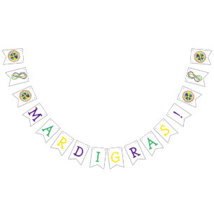 King Cake New Orleans NOLA Mardi Gras Carnival Bunting Flags