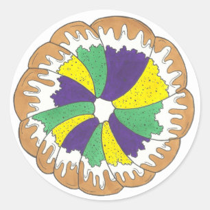King Cake New Orleans NOLA Mardi Gras Carnival Classic Round Sticker