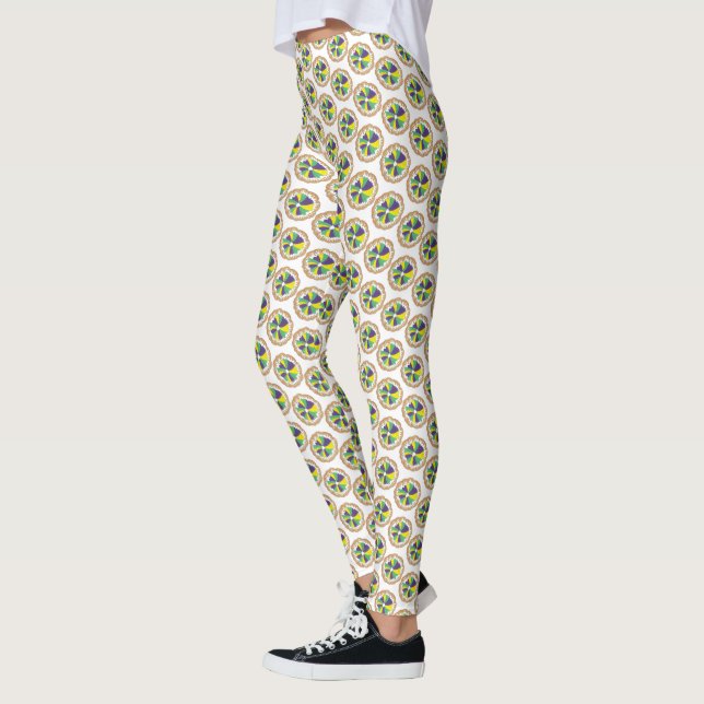 King Cake New Orleans NOLA Mardi Gras Carnival Leggings (Left)