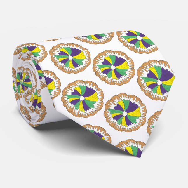 King Cake New Orleans NOLA Mardi Gras Carnival Tie (Rolled)