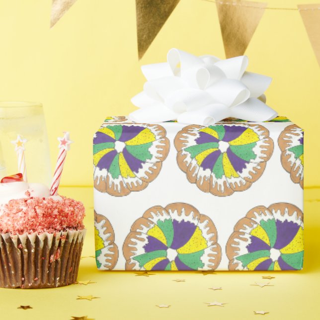 King Cake New Orleans NOLA Mardi Gras Carnival Wrapping Paper (Birthday Party)
