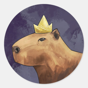 King Capybara Classic Round Sticker