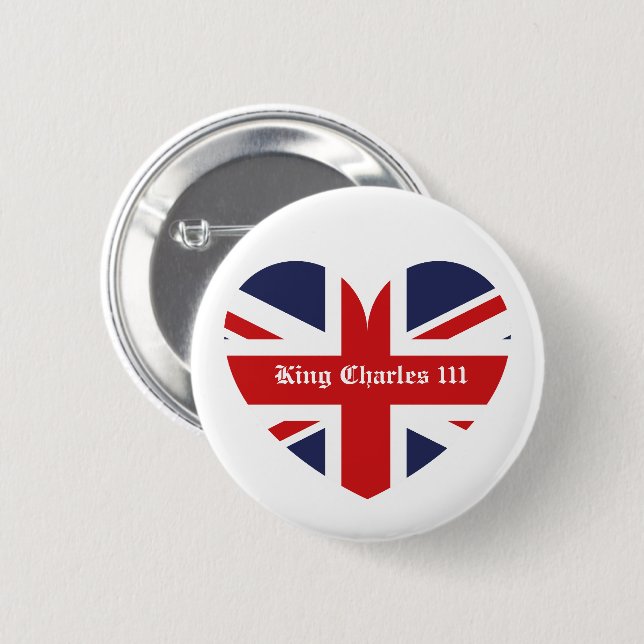 King Charles 111 England Flag 2 Inch Round Button (Front & Back)