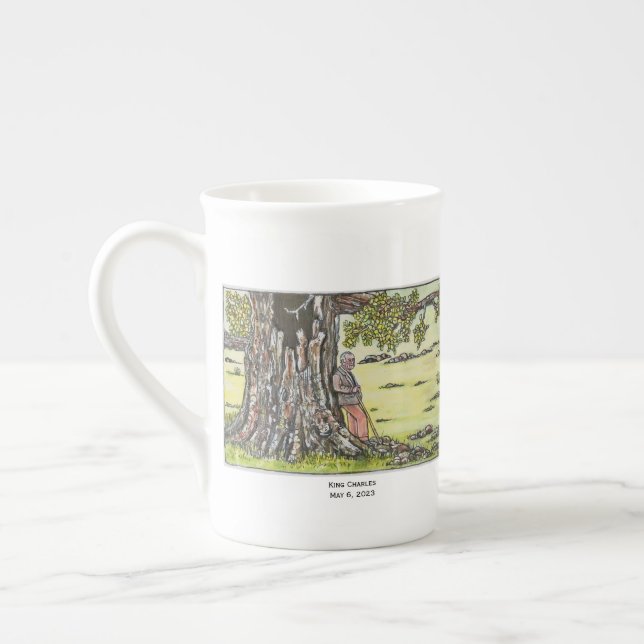 King Charles And A Tree Bone China Mug (Left)