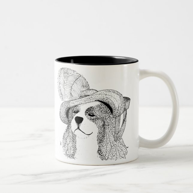 King Charles and Fancy Hat Two-Tone Coffee Mug (Right)