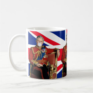 King Charles Blowing White Bubble gum British flag Coffee Mug