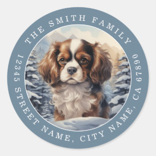 King Charles Cavalier Dog Round Stickers
