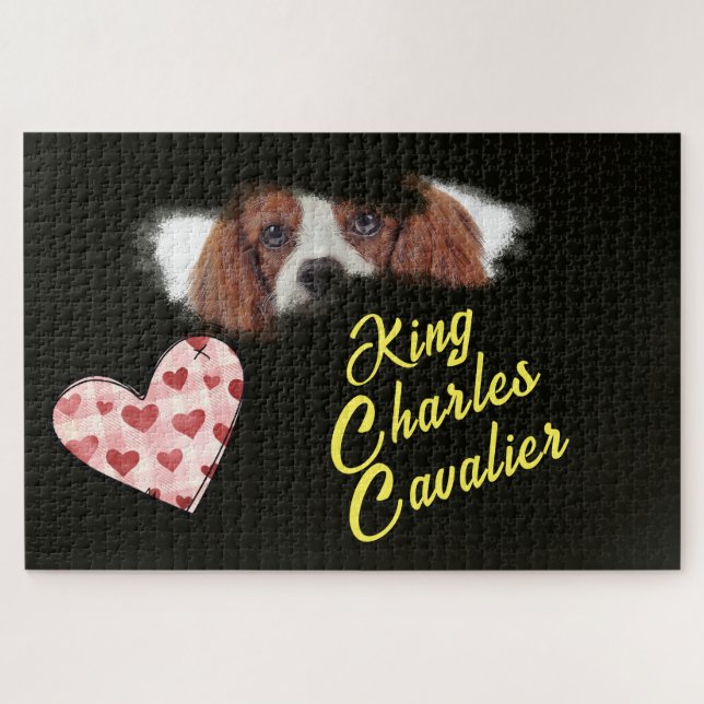 King Charles Cavalier Eyes Solid Colour 1000 piece Jigsaw Puzzle (Horizontal)