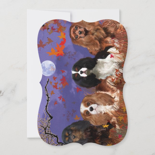 King Charles Cavalier Spaniel Autumn Note Card (Front)