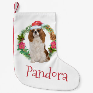 King Charles Cavalier spaniel Christmas wreath Small Christmas Stocking