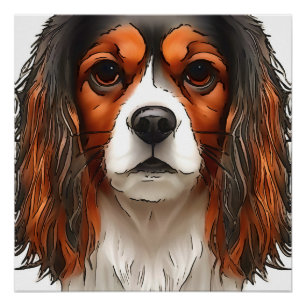 King Charles Cavalier Spaniel Pet Portrait  Poster