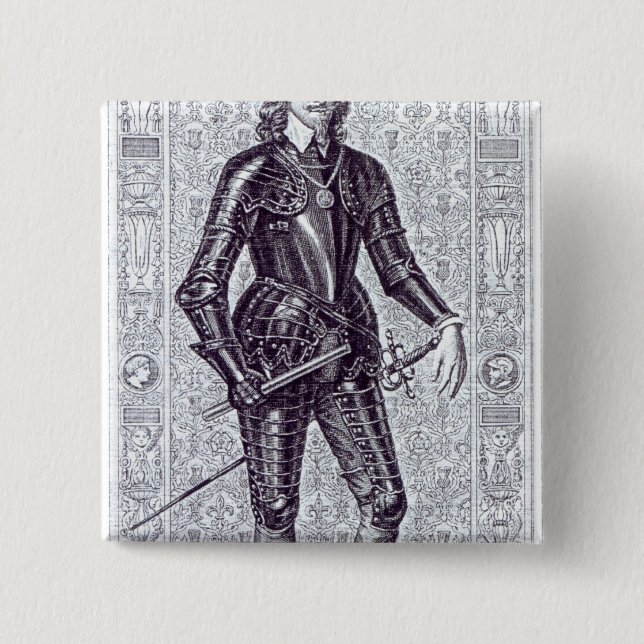King Charles I 2 Inch Square Button (Front)