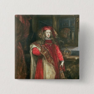 King Charles II of Spain 2 Inch Square Button