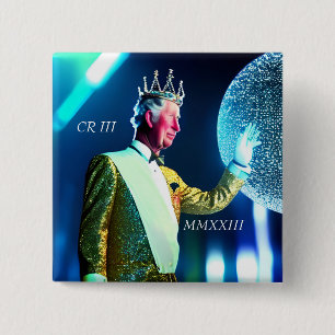 King Charles III 15 Cm Square Badge 2 Inch Square Button