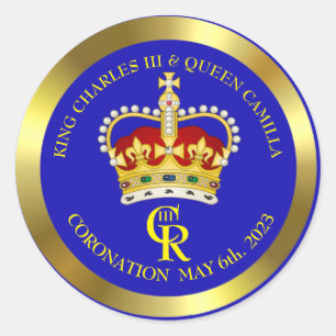  King Charles III and Queen Consort Camilla   Clas Classic Round Sticker