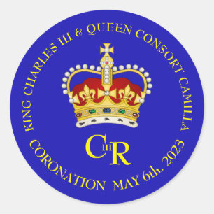  King Charles III and Queen Consort Camilla   Classic Round Sticker