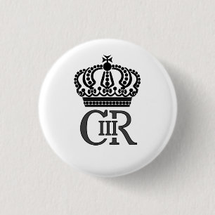 King Charles III badge with cypher and crown 1 Inch Round Button