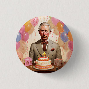 King Charles III Birthday Party 1 Inch Round Button