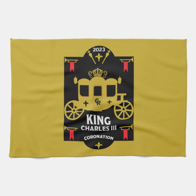 King Charles III British Coronation 2023  Kitchen Towel (Horizontal)
