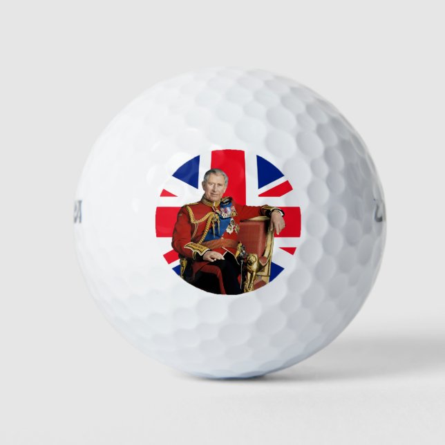 King Charles III British flag Red White Blue Golf Balls (Front)