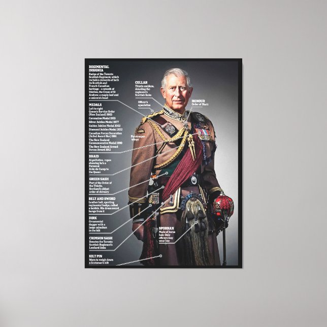 King Charles III Colonel in Chief Toronto Scottish Canvas Print (Front)