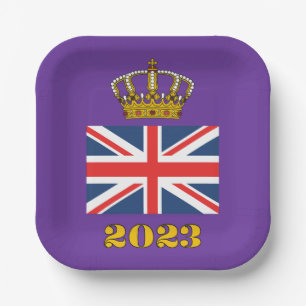 King Charles III Coronation 2023 UK British Crown  Paper Plate