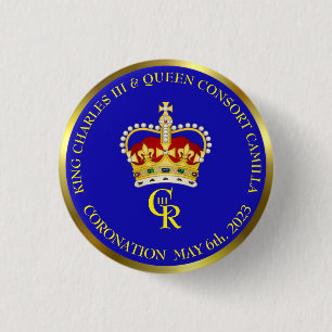 King Charles III Coronation Celebration 15 Cm Squa 1 Inch Round Button