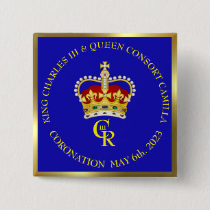 King Charles III Coronation Celebration 15 Cm Squa 2 Inch Square Button