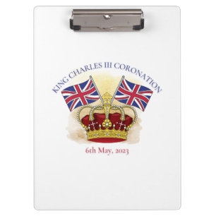 King Charles III Coronation Crown and Flags Clipboard