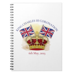 King Charles III Coronation Crown and Flags Notebook