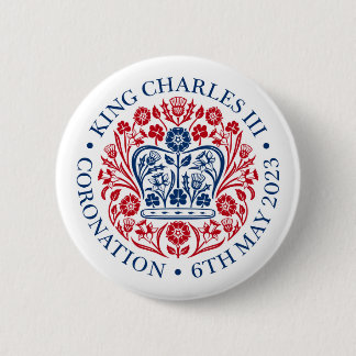 King Charles III Coronation Emblem Logo Badge 2 Inch Round Button