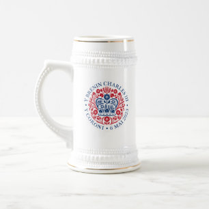 King Charles III Coronation Emblem, Royal Souvenir Beer Stein