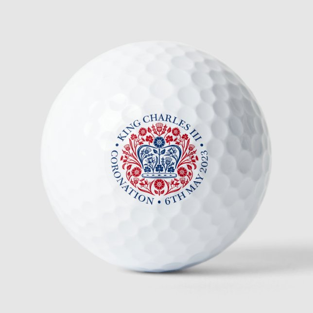 King Charles III Coronation Emblem, Royal Souvenir Golf Balls (Front)