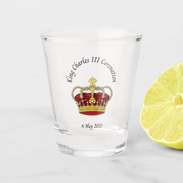 King Charles III Coronation memorial shot glass (Front)